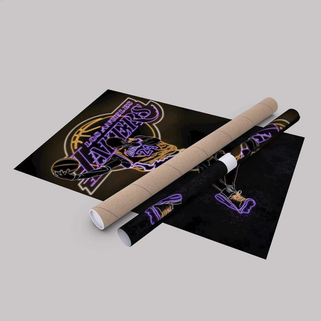 Kobe Bryant Neon Canvas Art | Lakers Wall Decor - CanvasNeon