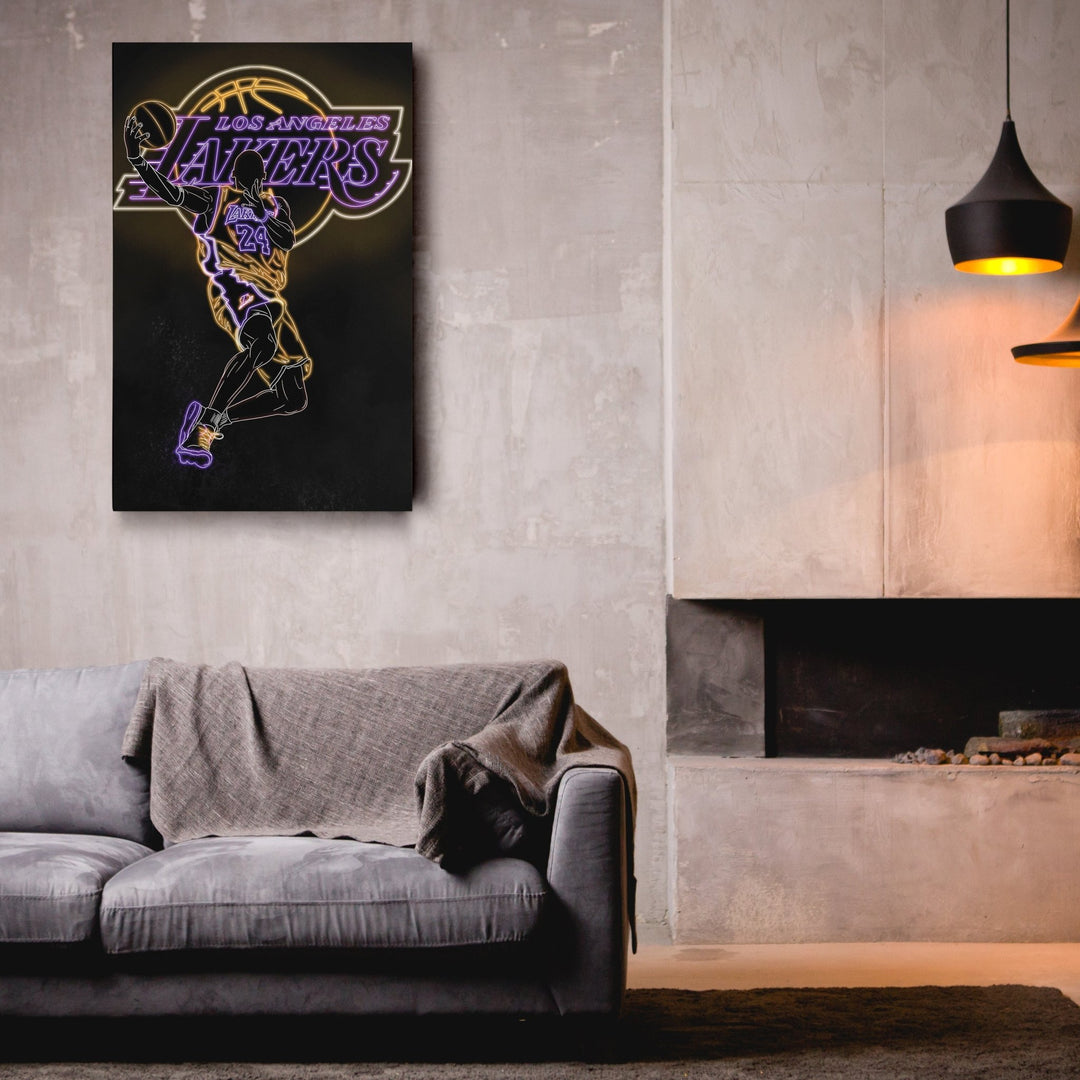 Kobe Bryant Neon Canvas Art | Lakers Wall Decor - CanvasNeon