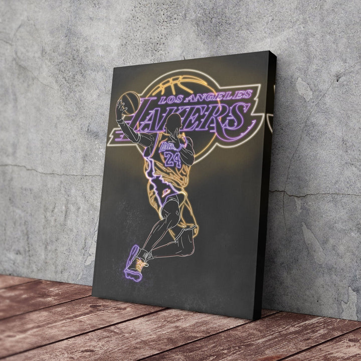 Kobe Bryant Neon Canvas Art | Lakers Wall Decor - CanvasNeon