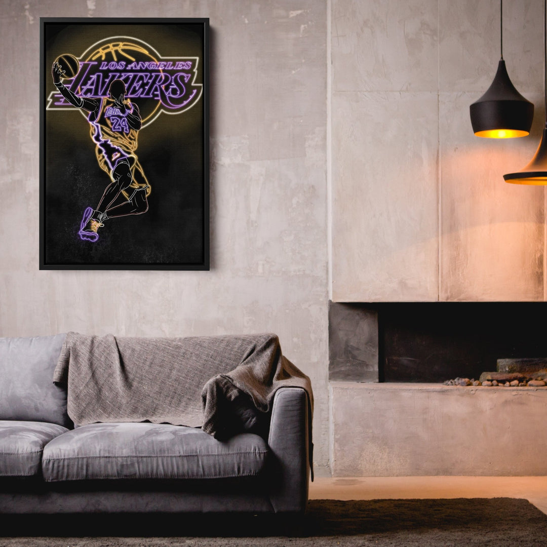 Kobe Bryant Neon Canvas Art | Lakers Wall Decor - CanvasNeon