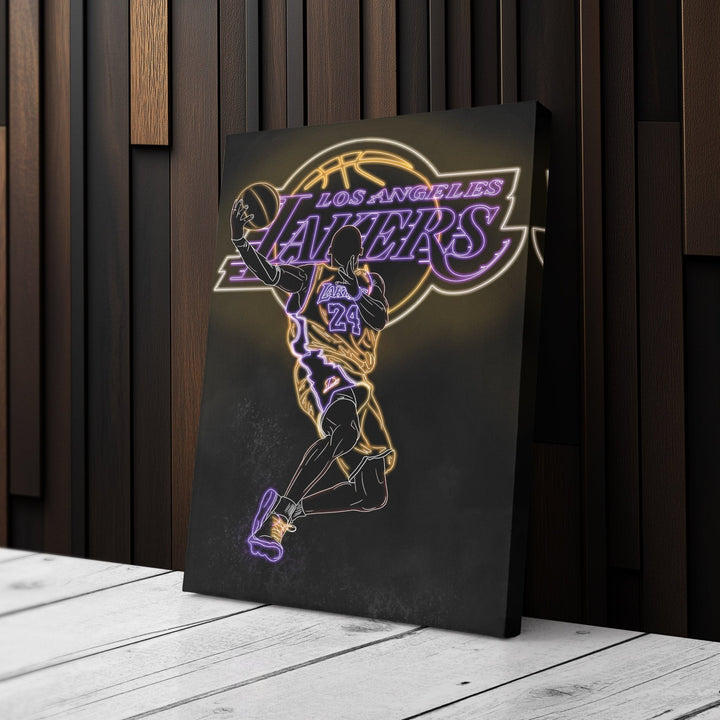 Kobe Bryant Neon Canvas Art | Lakers Wall Decor - CanvasNeon