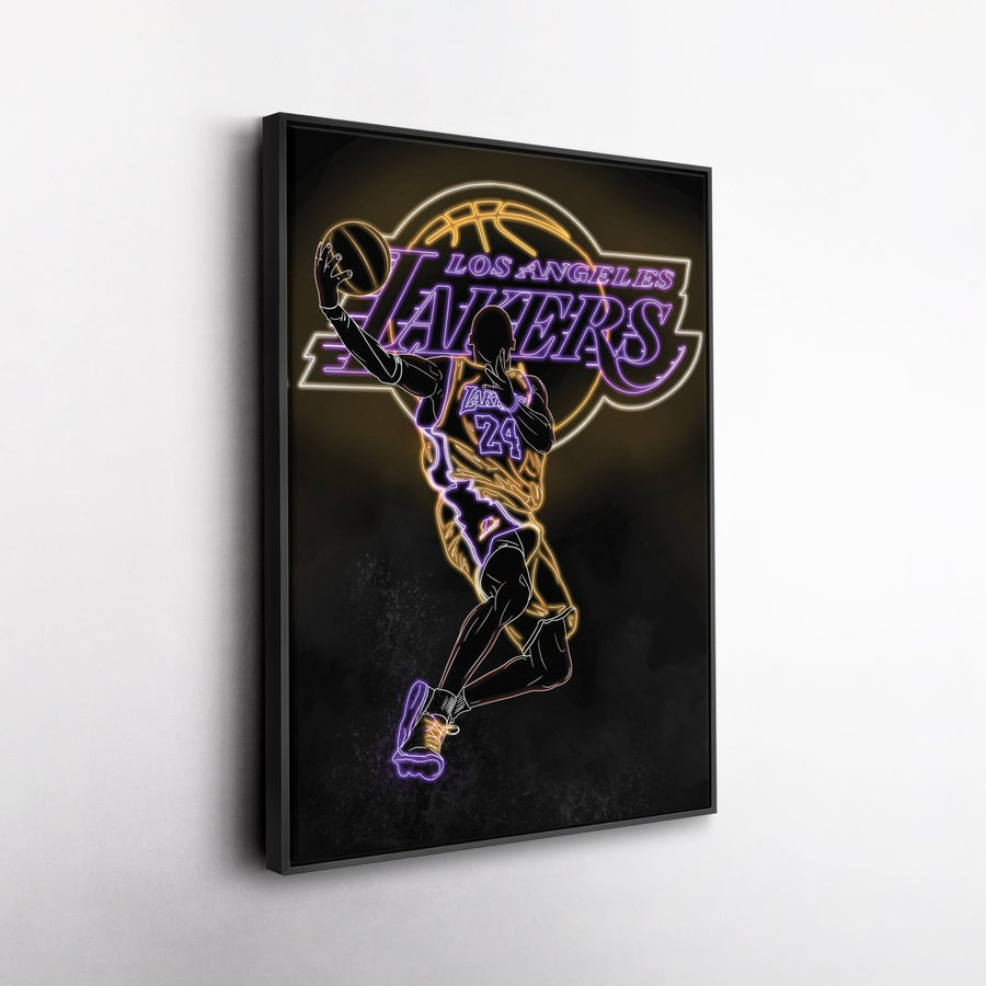 Kobe Bryant Neon Canvas Art | Lakers Wall Decor - CanvasNeon