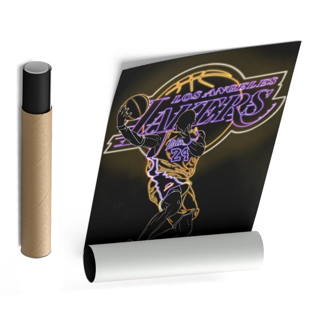 Kobe Bryant Neon Canvas Art | Lakers Wall Decor - CanvasNeon