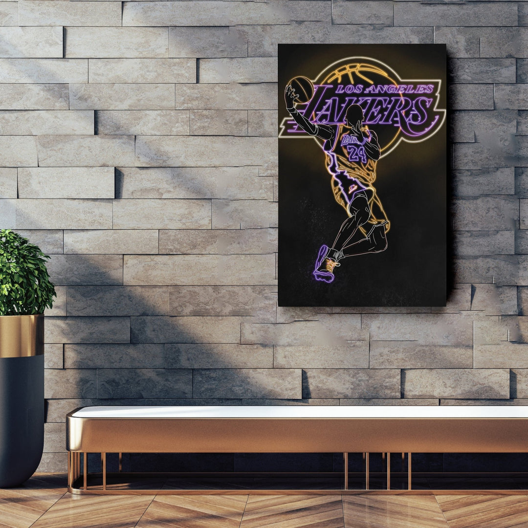 Kobe Bryant Neon Canvas Art | Lakers Wall Decor - CanvasNeon