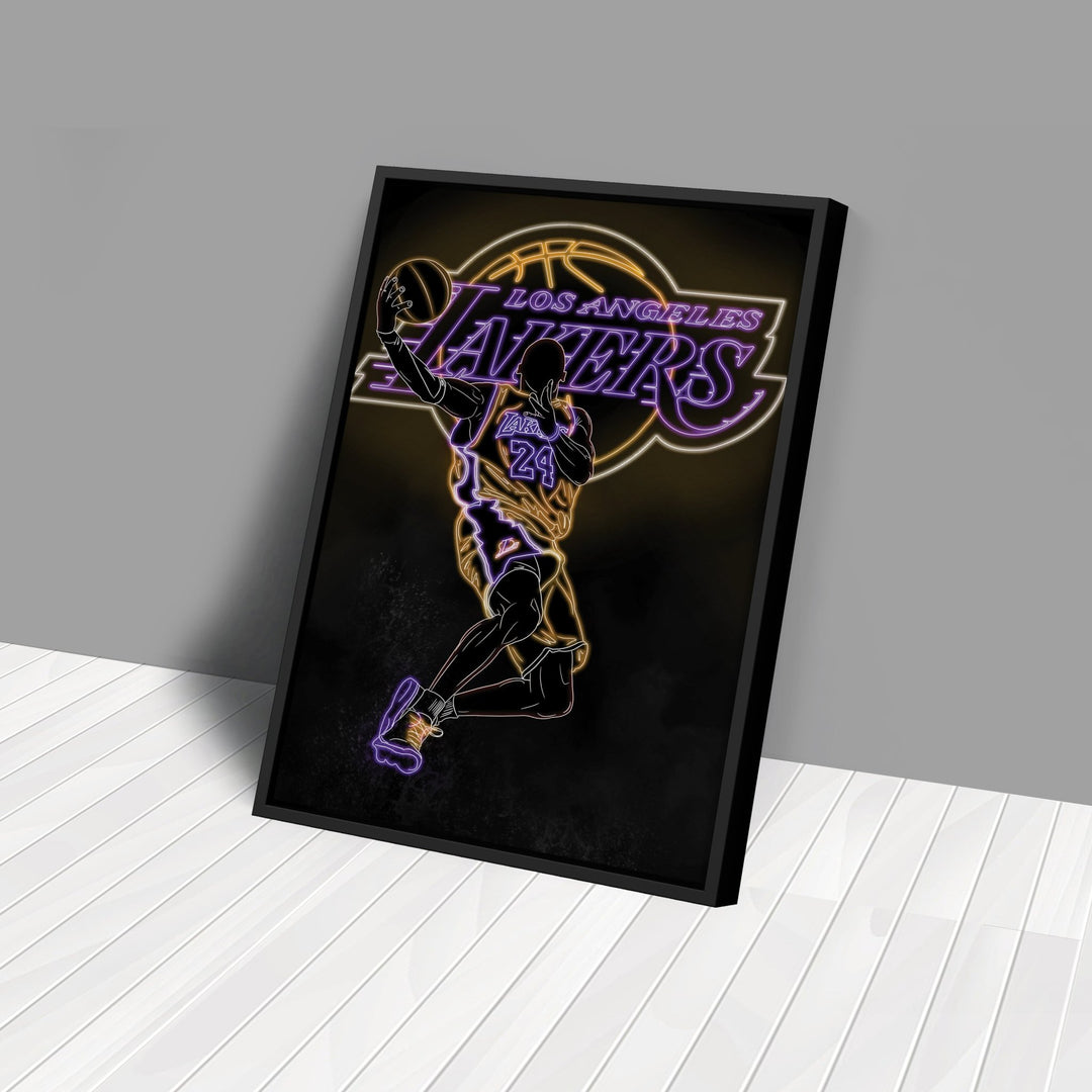 Kobe Bryant Neon Canvas Art | Lakers Wall Decor - CanvasNeon