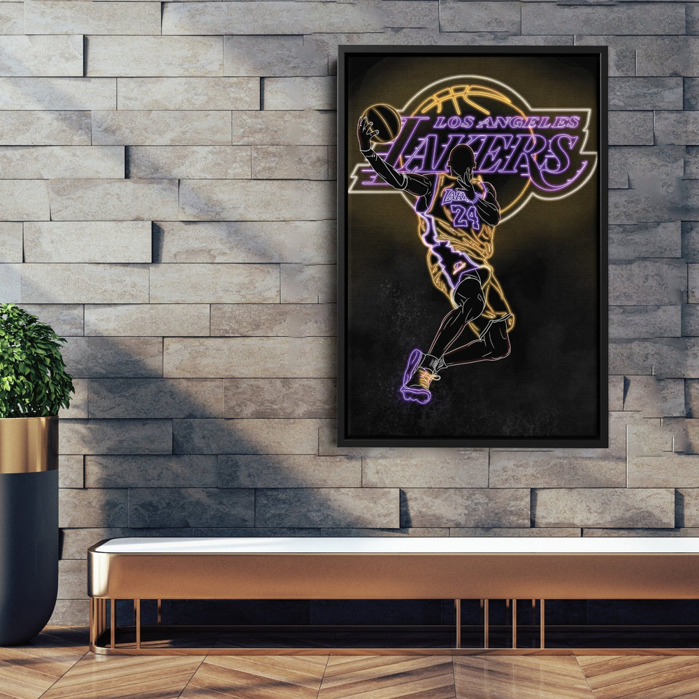 Kobe Bryant Neon Canvas Art | Lakers Wall Decor - CanvasNeon