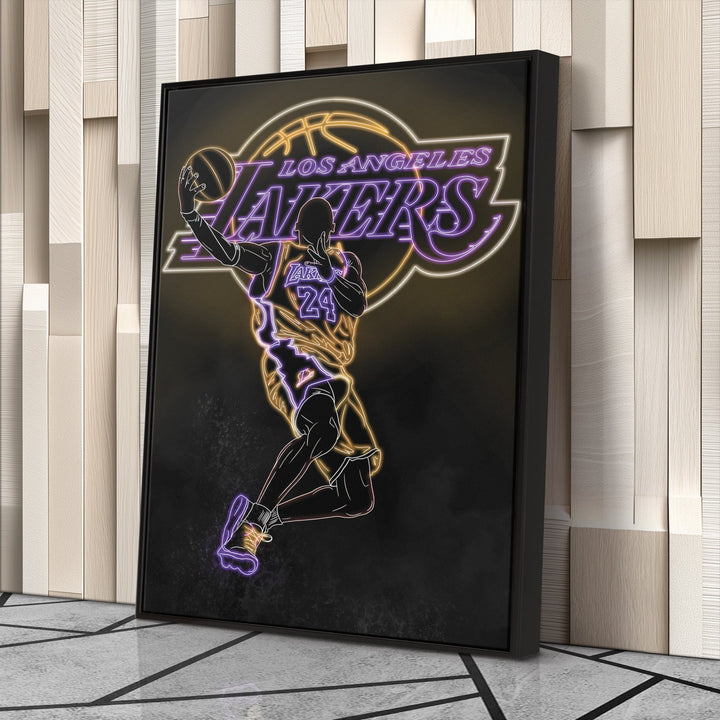 Kobe Bryant Neon Canvas Art | Lakers Wall Decor - CanvasNeon