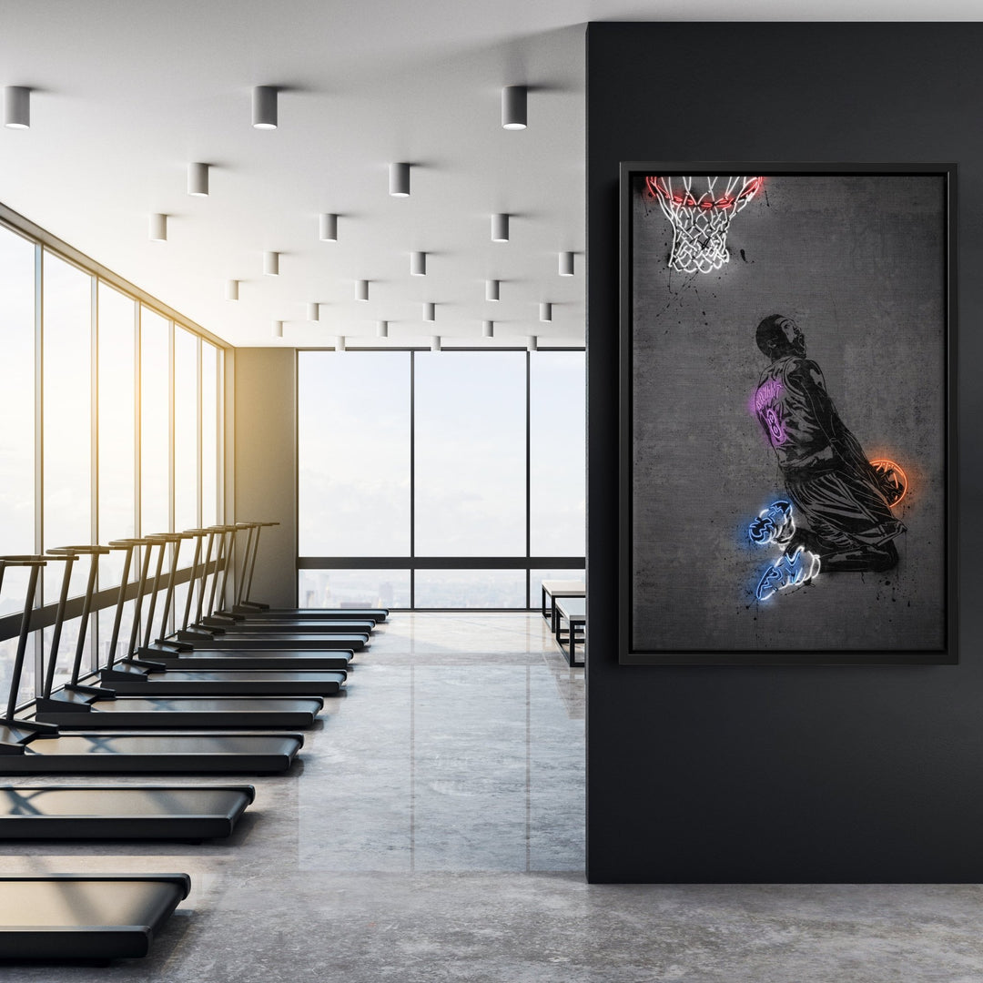 Kobe Bryant Neon Canvas Art | Modern Wall Decor for Lakers Fans - CanvasNeon