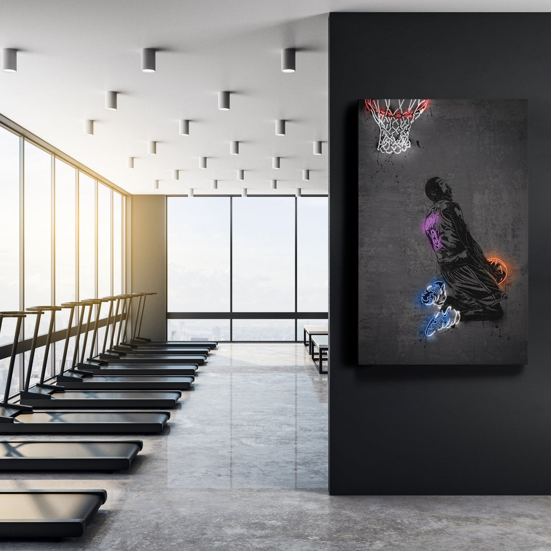 Kobe Bryant Neon Canvas Art | Modern Wall Decor for Lakers Fans - CanvasNeon