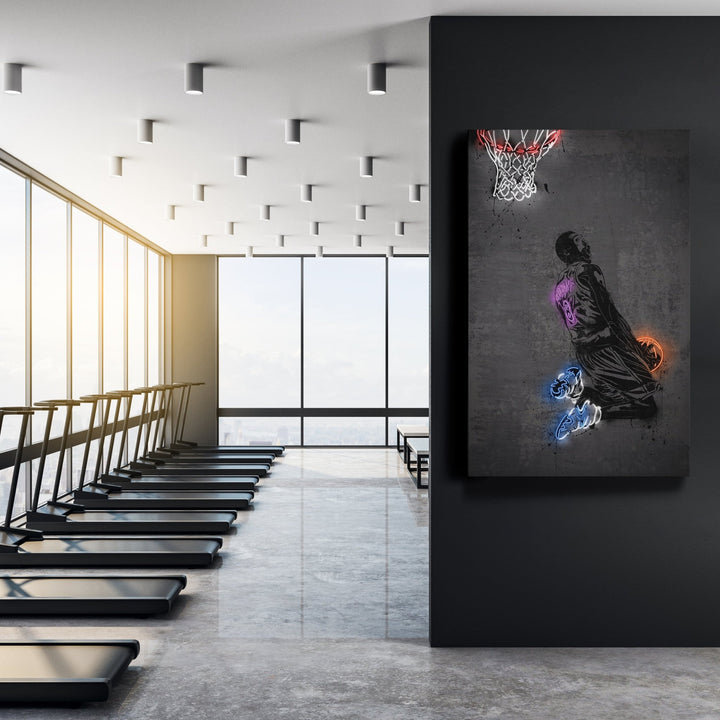 Kobe Bryant Neon Canvas Art | Modern Wall Decor for Lakers Fans - CanvasNeon