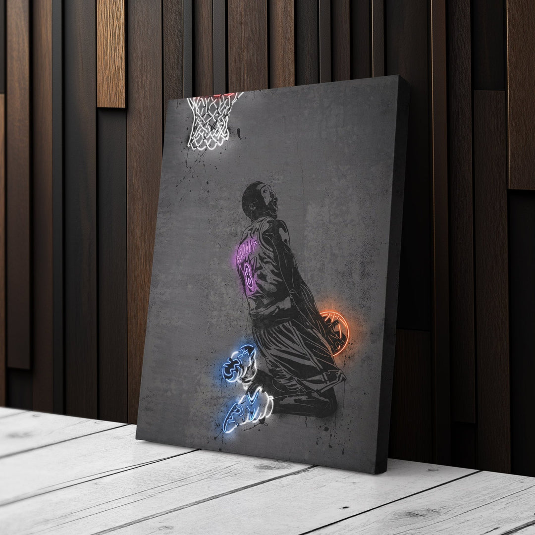 Kobe Bryant Neon Canvas Art | Modern Wall Decor for Lakers Fans - CanvasNeon