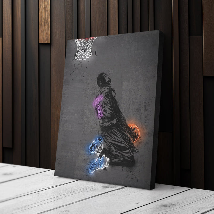 Kobe Bryant Neon Canvas Art | Modern Wall Decor for Lakers Fans - CanvasNeon