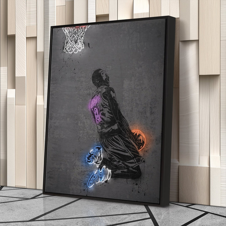 Kobe Bryant Neon Canvas Art | Modern Wall Decor for Lakers Fans - CanvasNeon