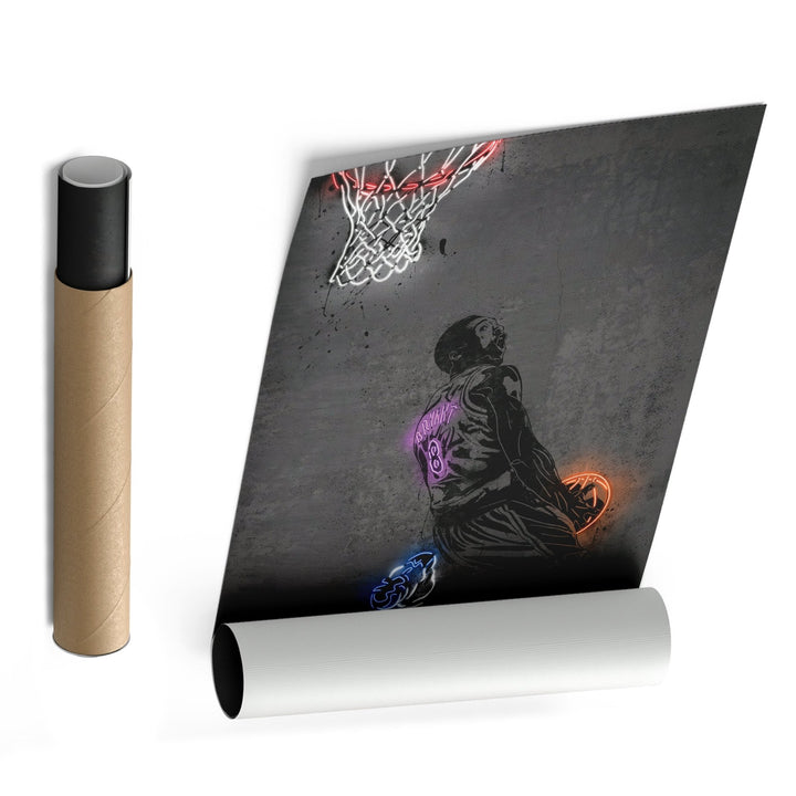 Kobe Bryant Neon Canvas Art | Modern Wall Decor for Lakers Fans - CanvasNeon