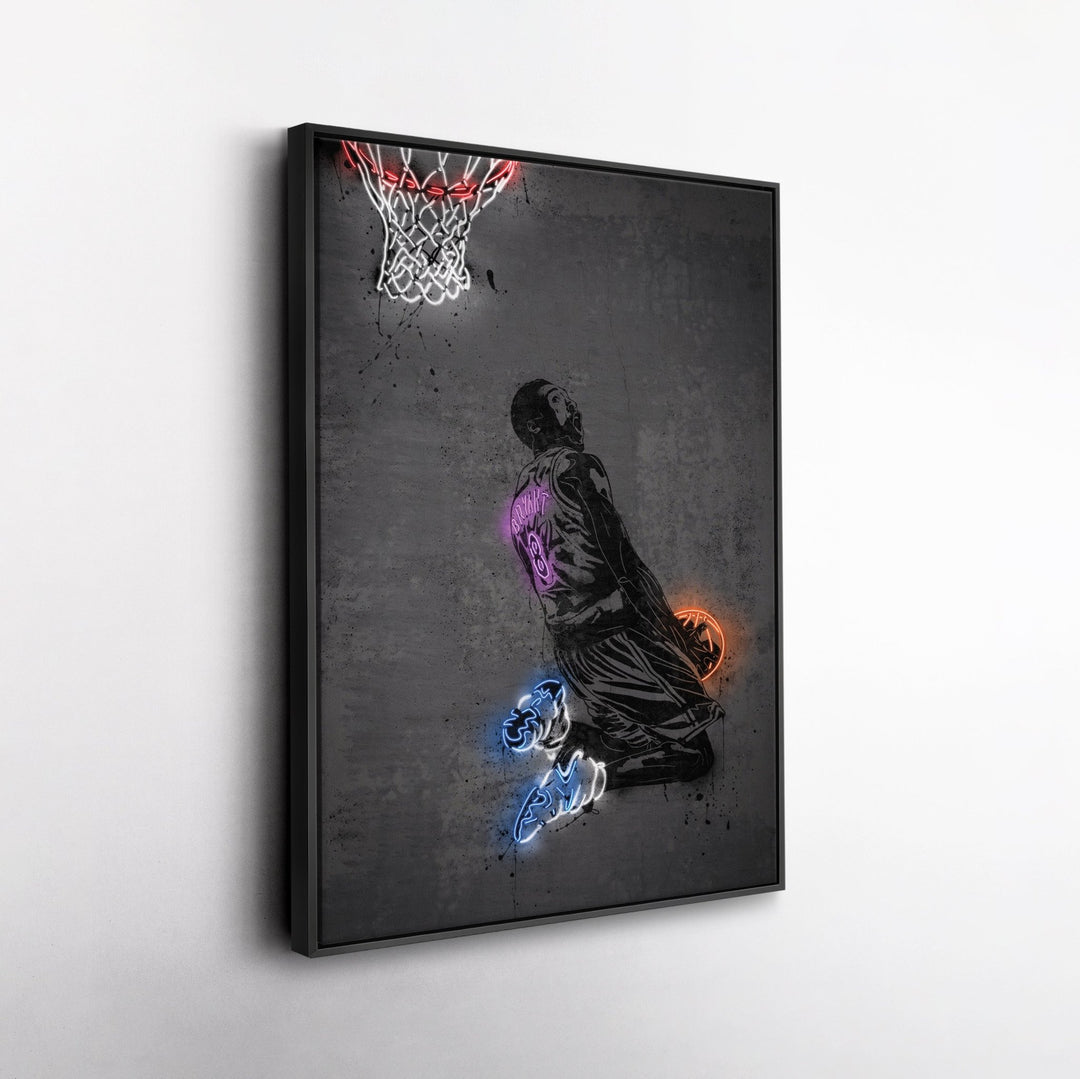 Kobe Bryant Neon Canvas Art | Modern Wall Decor for Lakers Fans - CanvasNeon