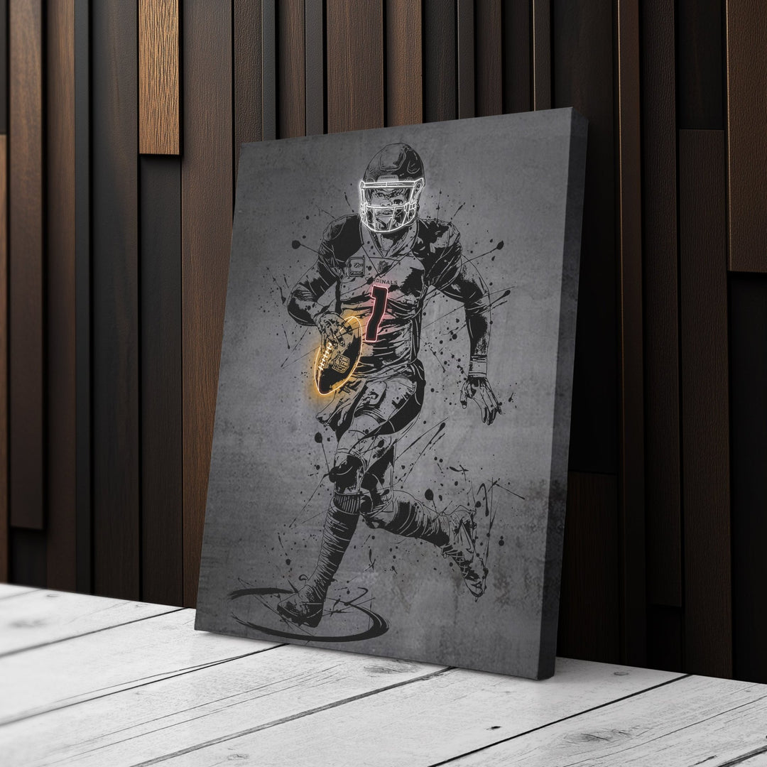 Kyler Murray Neon Canvas Art | Modern Wall Decor for Cardinals Fans - CanvasNeon