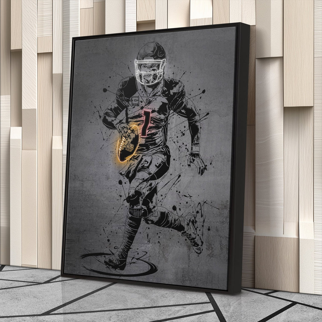 Kyler Murray Neon Canvas Art | Modern Wall Decor for Cardinals Fans - CanvasNeon