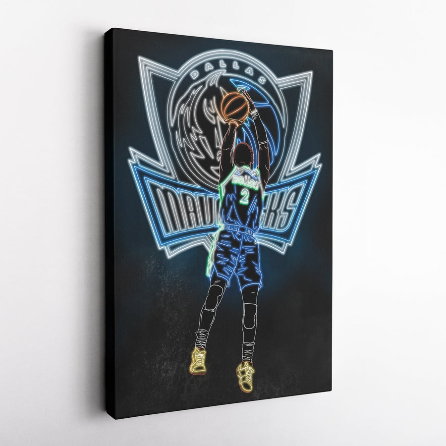 Kyrie Irving Neon Canvas Art | Mavericks Wall Decor - CanvasNeon