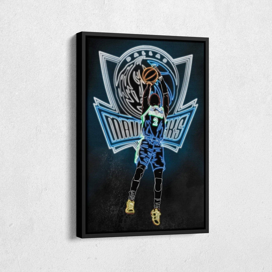 Kyrie Irving Neon Canvas Art | Mavericks Wall Decor - CanvasNeon