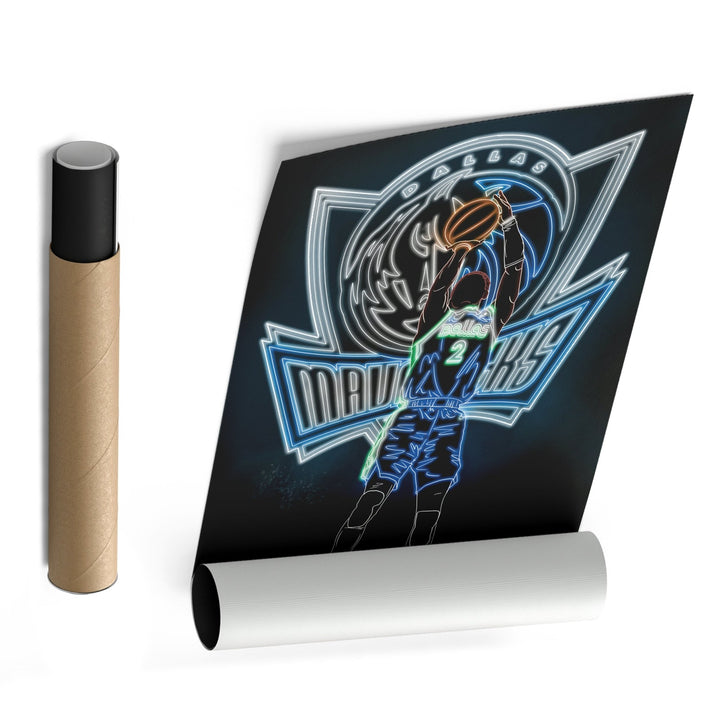 Kyrie Irving Neon Canvas Art | Mavericks Wall Decor - CanvasNeon