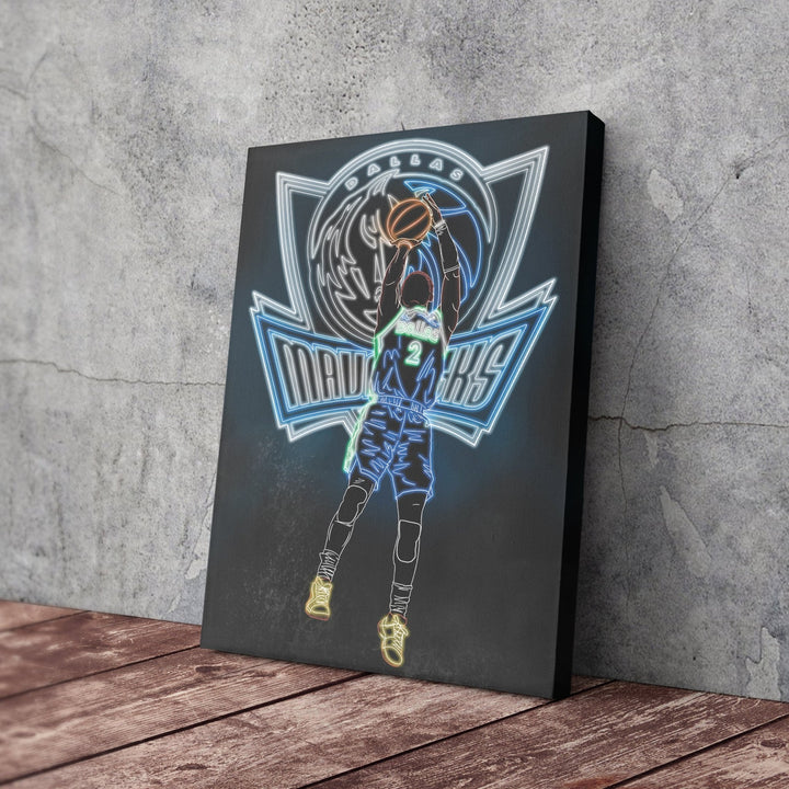 Kyrie Irving Neon Canvas Art | Mavericks Wall Decor - CanvasNeon