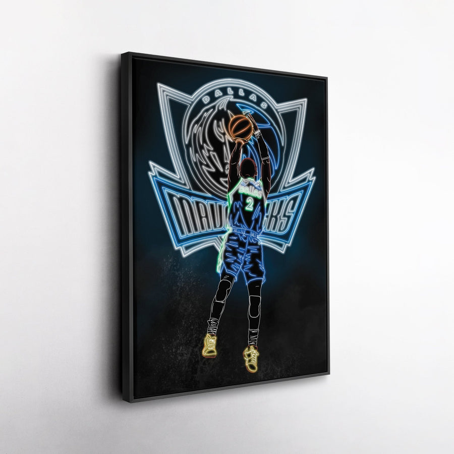 Kyrie Irving Neon Canvas Art | Mavericks Wall Decor - CanvasNeon