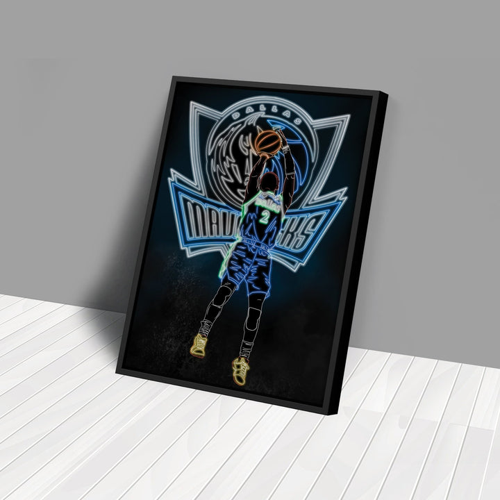 Kyrie Irving Neon Canvas Art | Mavericks Wall Decor - CanvasNeon