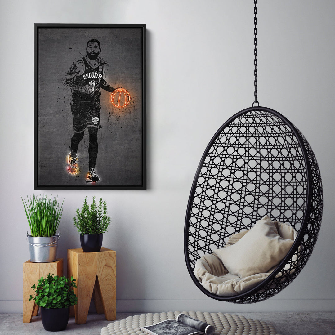 Kyrie Irving Neon Canvas Art | Modern Wall Decor for Nets Fans - CanvasNeon