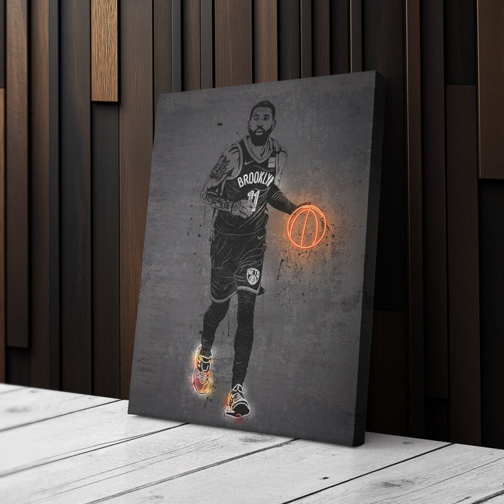 Kyrie Irving Neon Canvas Art | Modern Wall Decor for Nets Fans - CanvasNeon