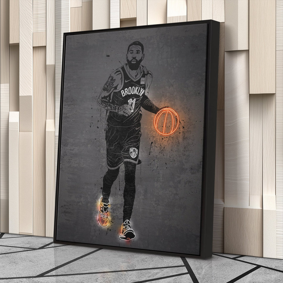Kyrie Irving Neon Canvas Art | Modern Wall Decor for Nets Fans - CanvasNeon