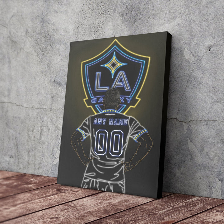 LA Galaxy Personalized Jersey Canvas | Neon Wall Art - CanvasNeon