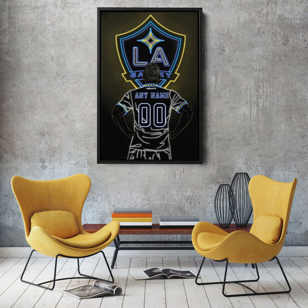 LA Galaxy Personalized Jersey Canvas | Neon Wall Art - CanvasNeon