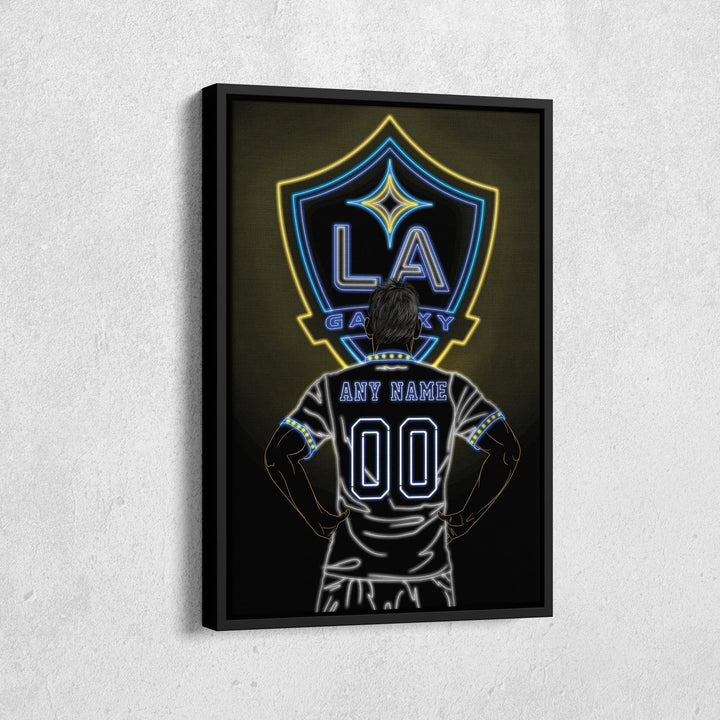 LA Galaxy Personalized Jersey Canvas | Neon Wall Art - CanvasNeon