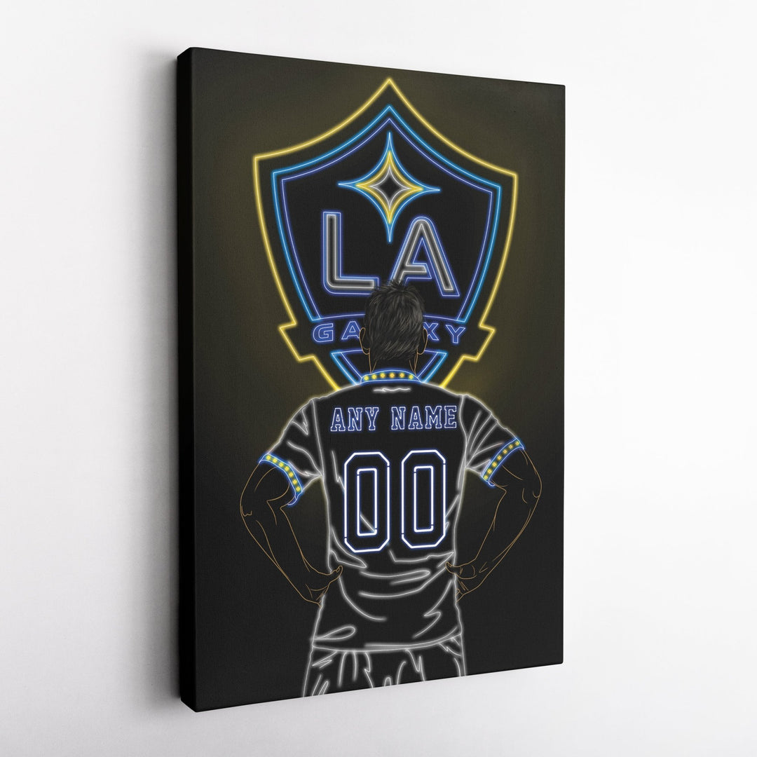 LA Galaxy Personalized Jersey Canvas | Neon Wall Art - CanvasNeon