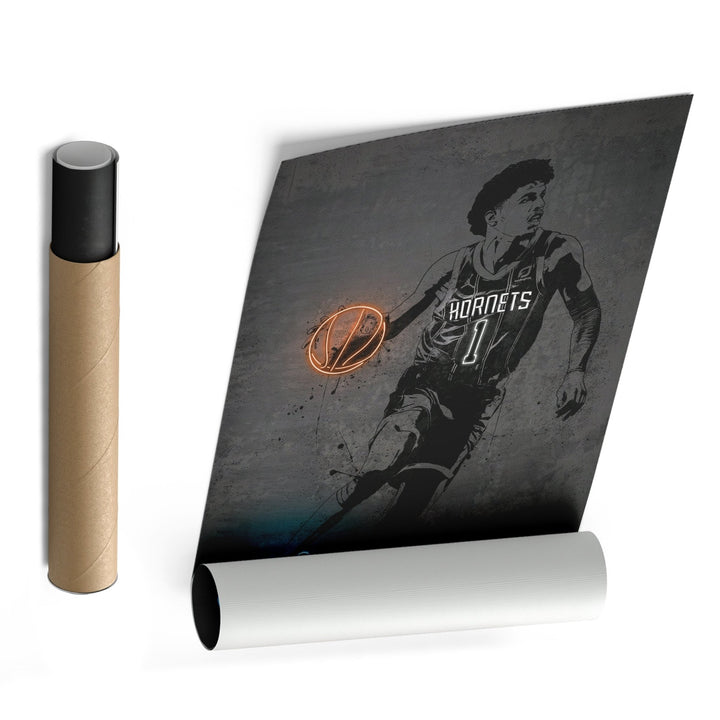 LaMelo Ball Neon Canvas Art | Modern Wall Decor for Hornets Fans - CanvasNeon