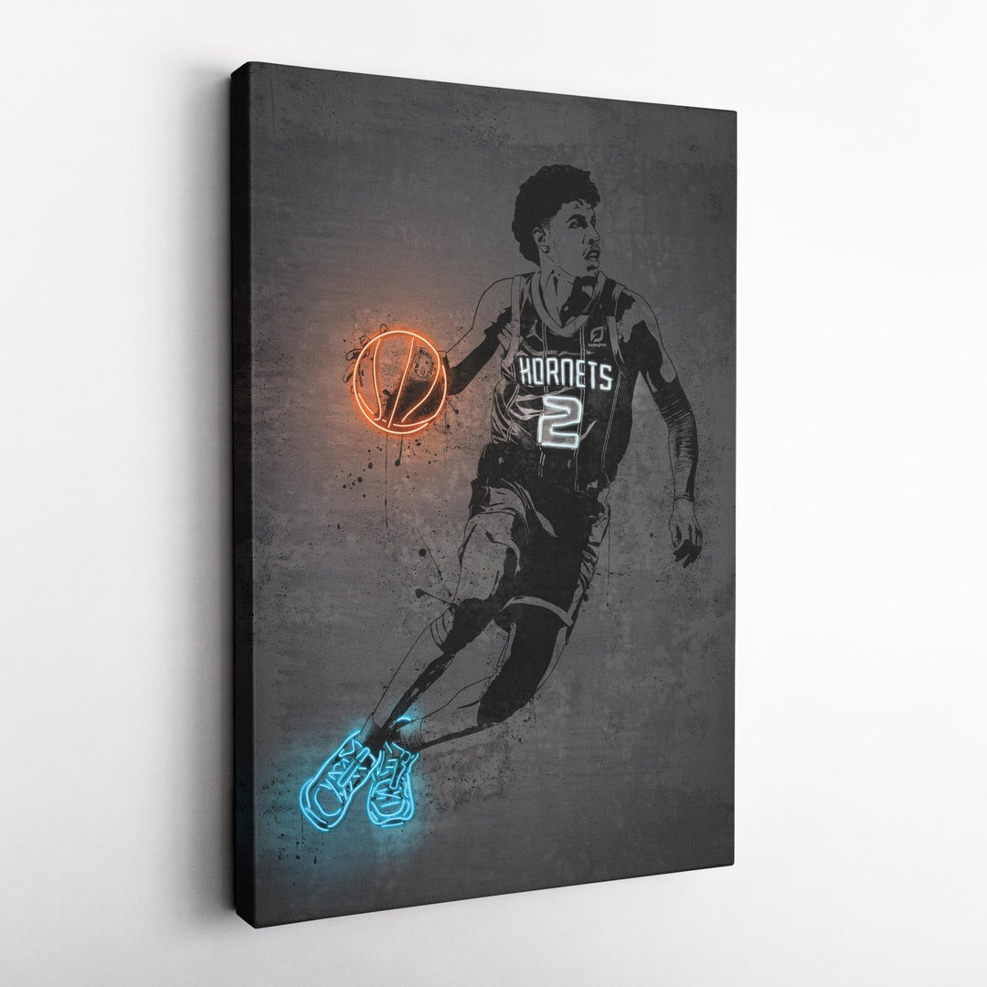 LaMelo Ball Neon Canvas Art | Modern Wall Decor for Hornets Fans - CanvasNeon