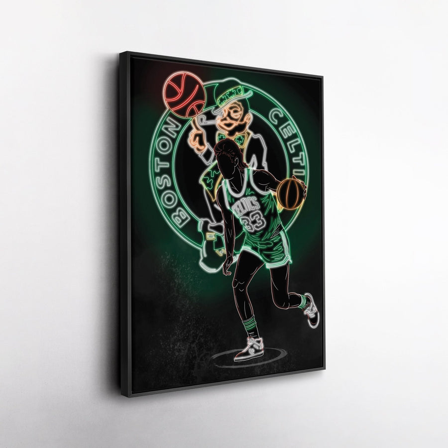 Larry Bird Neon Canvas Art | Celtics Wall Decor - CanvasNeon