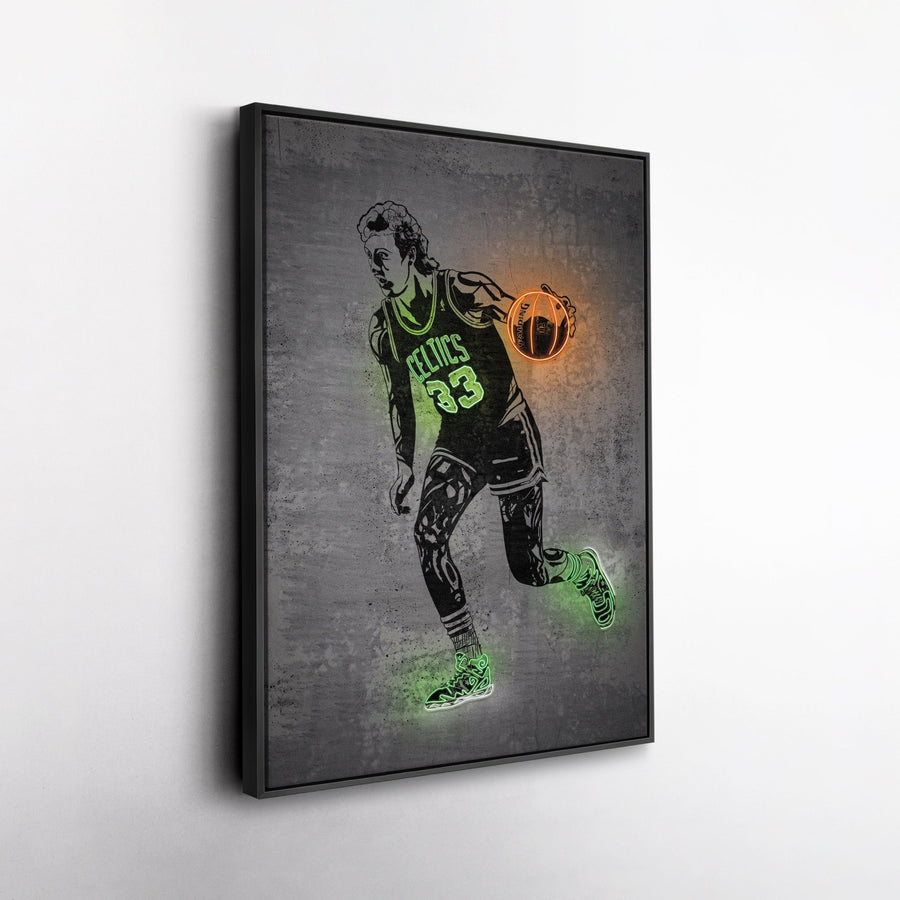 Larry Bird Neon Canvas Art | Modern Wall Decor for Celtics Fans - CanvasNeon