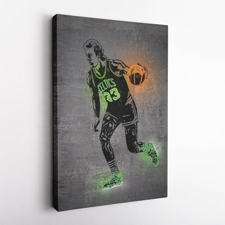 Larry Bird Neon Canvas Art | Modern Wall Decor for Celtics Fans - CanvasNeon