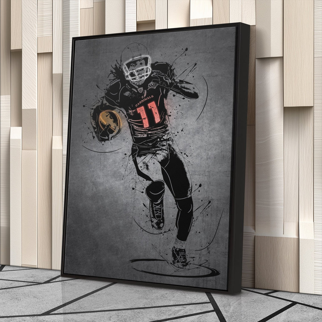 Larry Fitzgerald Jr Neon Canvas Art | Modern Wall Decor for Cardinals Fans - CanvasNeon