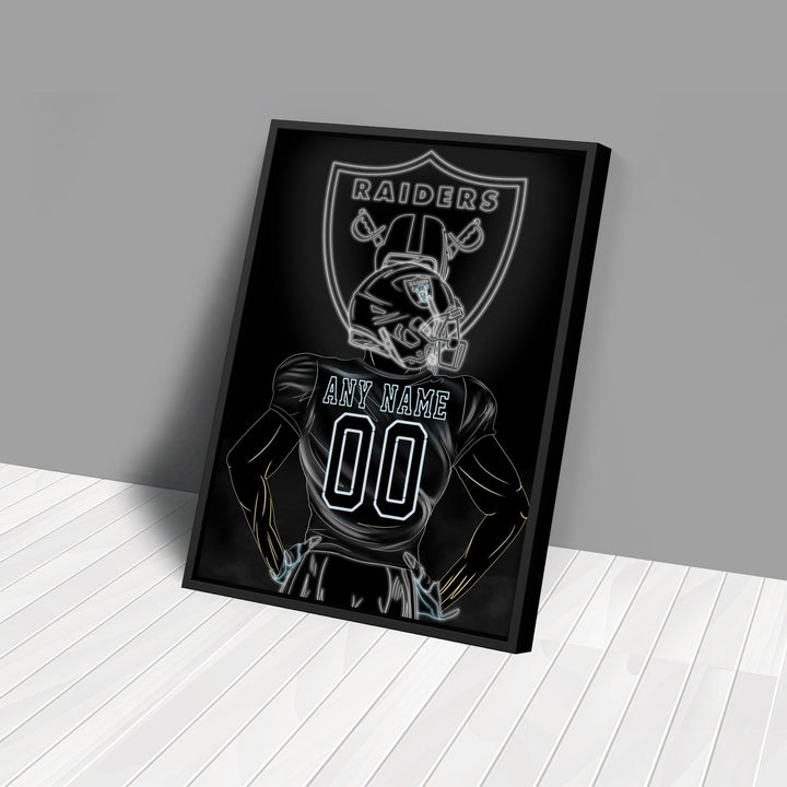 Las Vegas Raiders Personalized Jersey Canvas | Neon Wall Art - CanvasNeon