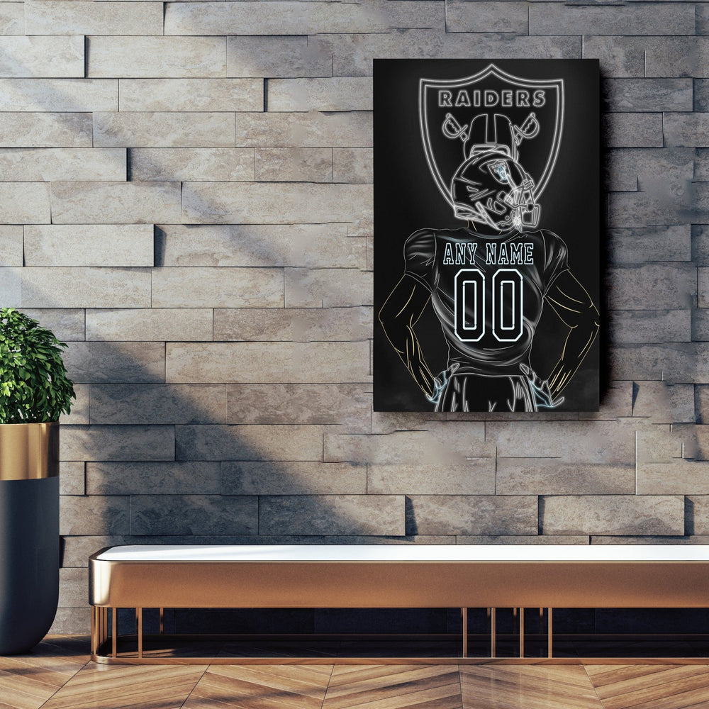 Las Vegas Raiders Personalized Jersey Canvas | Neon Wall Art - CanvasNeon