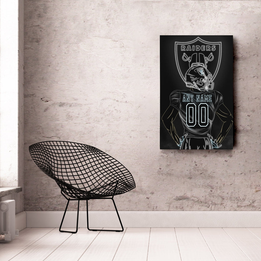 Las Vegas Raiders Personalized Jersey Canvas | Neon Wall Art - CanvasNeon