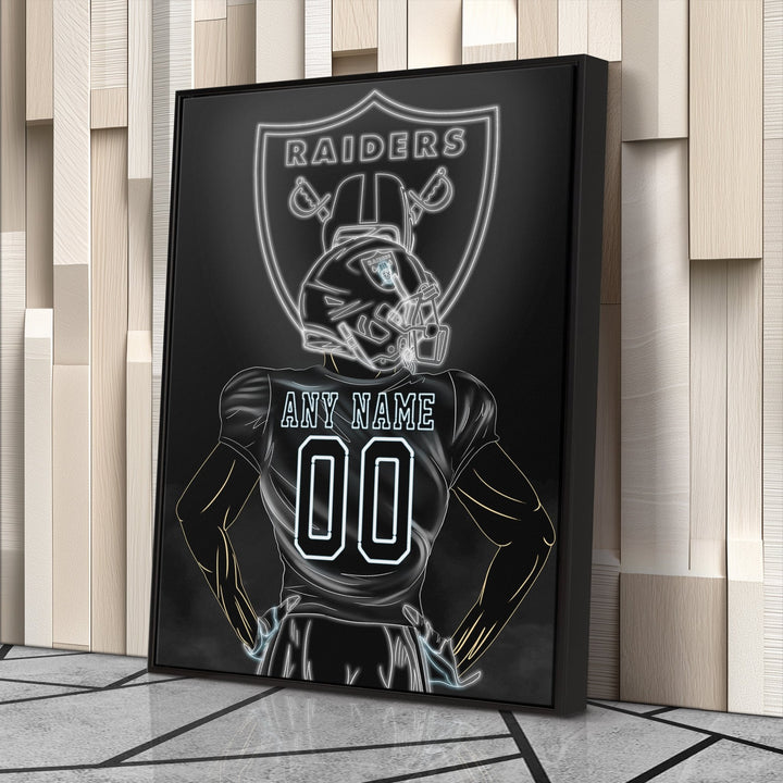 Las Vegas Raiders Personalized Jersey Canvas | Neon Wall Art - CanvasNeon