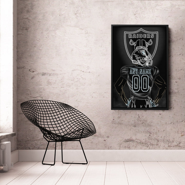 Las Vegas Raiders Personalized Jersey Canvas | Neon Wall Art - CanvasNeon