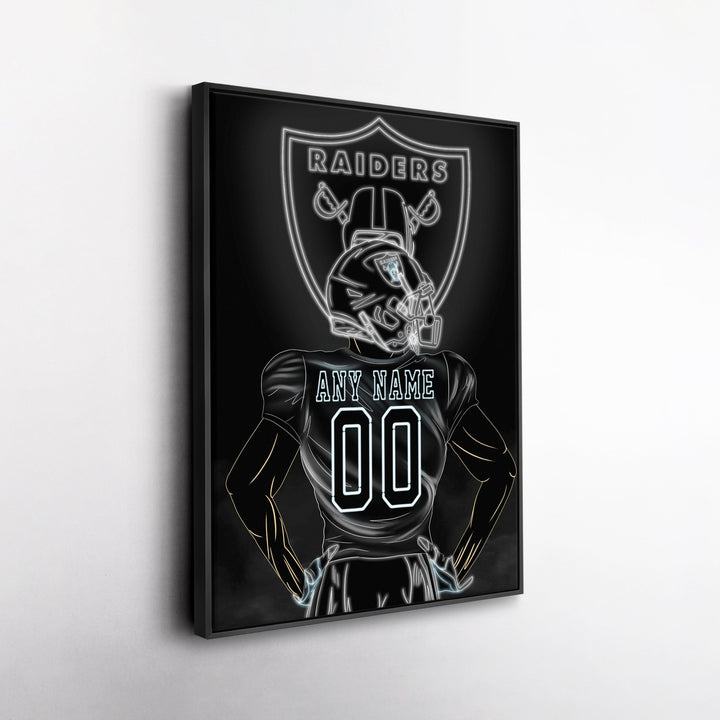 Las Vegas Raiders Personalized Jersey Canvas | Neon Wall Art - CanvasNeon