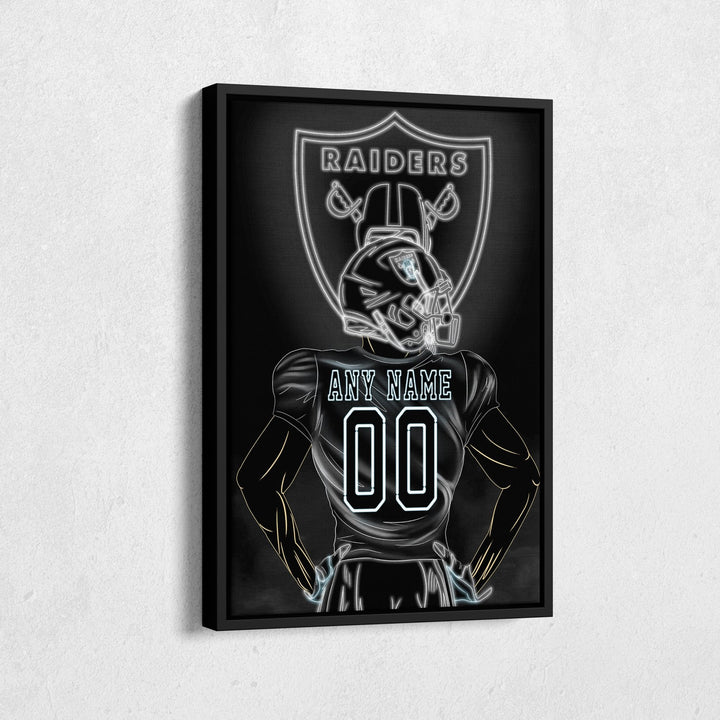 Las Vegas Raiders Personalized Jersey Canvas | Neon Wall Art - CanvasNeon