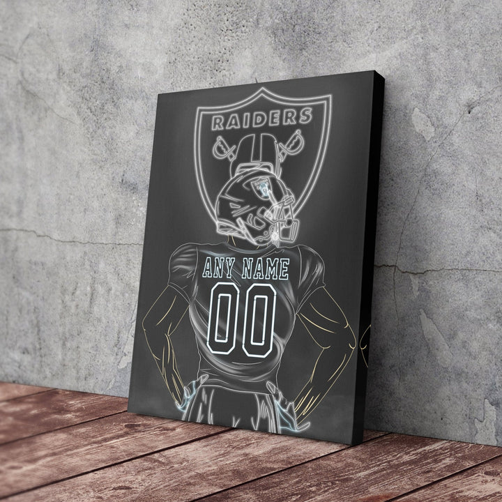 Las Vegas Raiders Personalized Jersey Canvas | Neon Wall Art - CanvasNeon