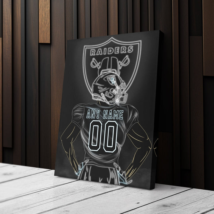 Las Vegas Raiders Personalized Jersey Canvas | Neon Wall Art - CanvasNeon