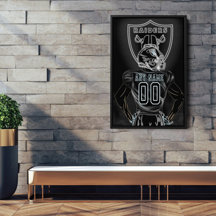 Las Vegas Raiders Personalized Jersey Canvas | Neon Wall Art - CanvasNeon